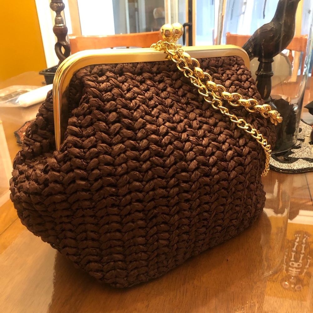 ✨Coach Brown Straw Kisslock Frame 27✨ - Picture 3 of 12